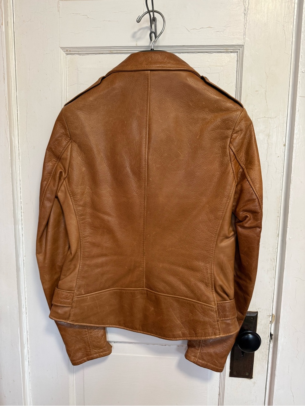 Schott NYC Tan Leather Asymmetric Moto Jacket - Picture 3 of 5